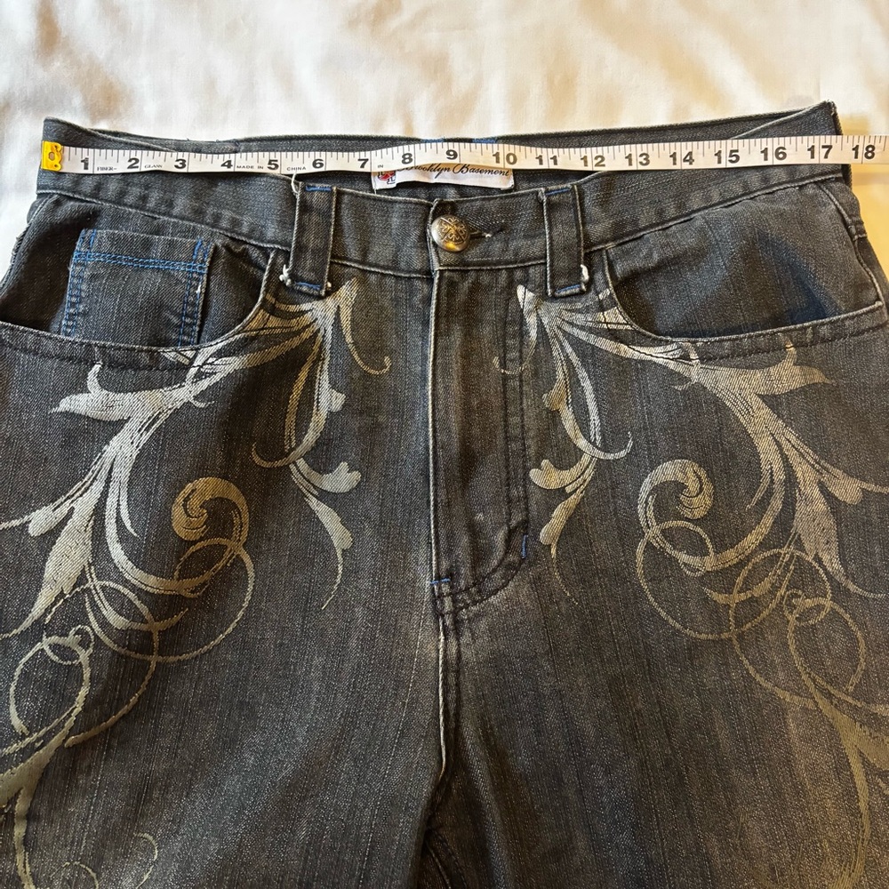 Vintage Y2K Brooklyn Basement Jeans Men 34x32 Black Blue Baggy Cyber Goth Grunge - Picture 7 of 14